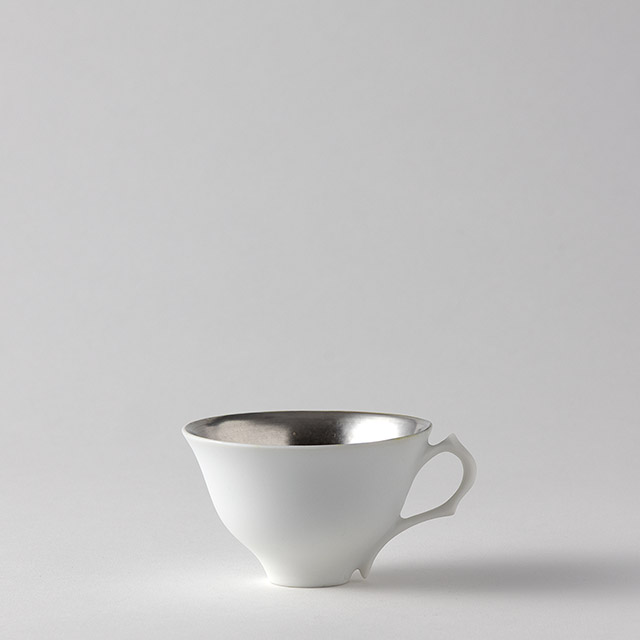 木下和美　白磁銀彩ティーカップ