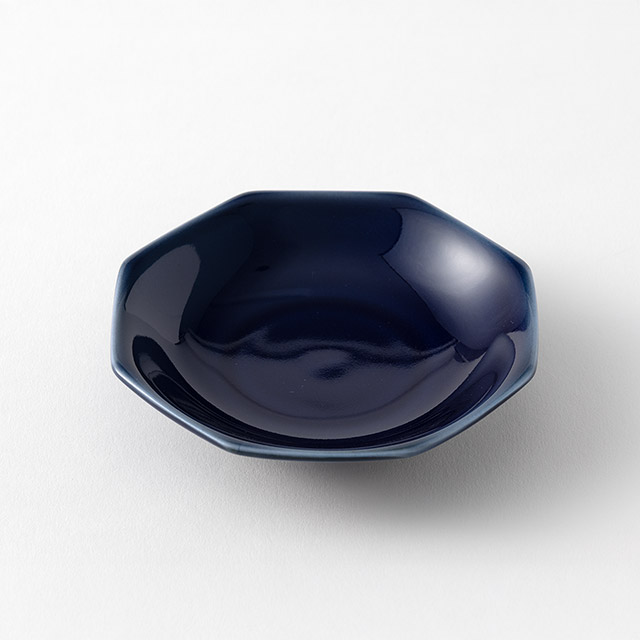 美濃焼　八角小皿10cm　藍色プレーン