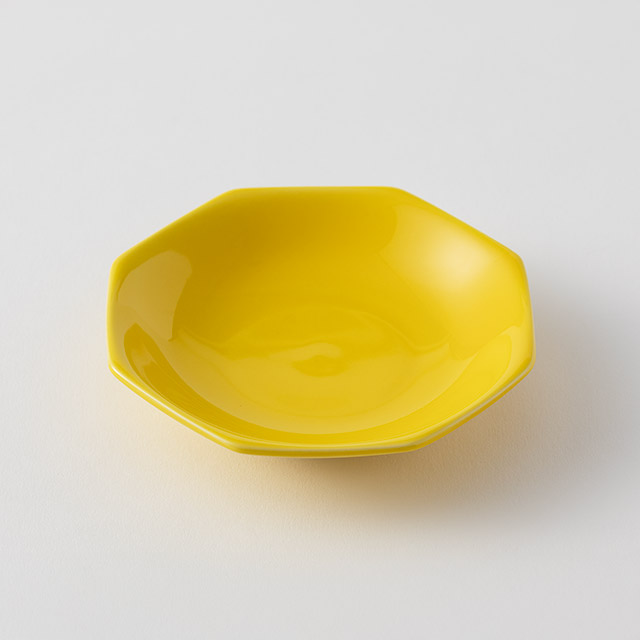 美濃焼 八角小皿10cm 黄色プレーン