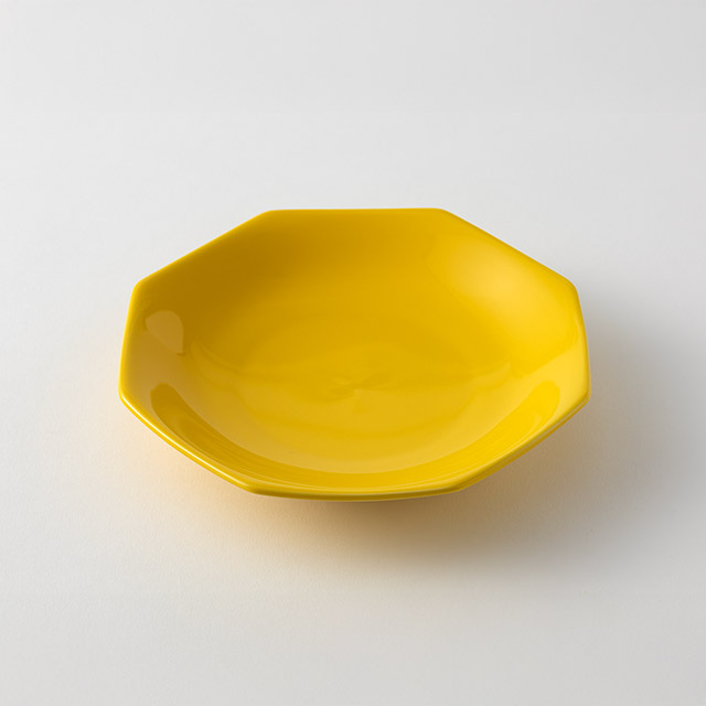 美濃焼 八角皿18.5cm 黄色プレーン