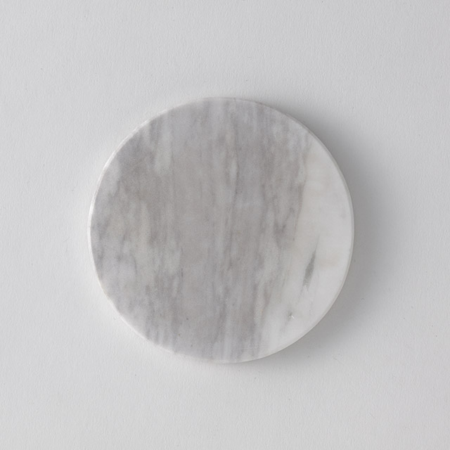 天然大理石丸コースター　ホワイトカララ(B)