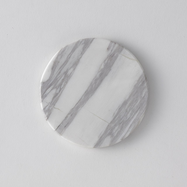 天然大理石丸コースター ホワイトカララ(C)