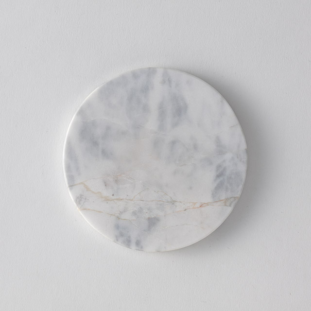 天然大理石丸コースター ホワイトカララ(D)