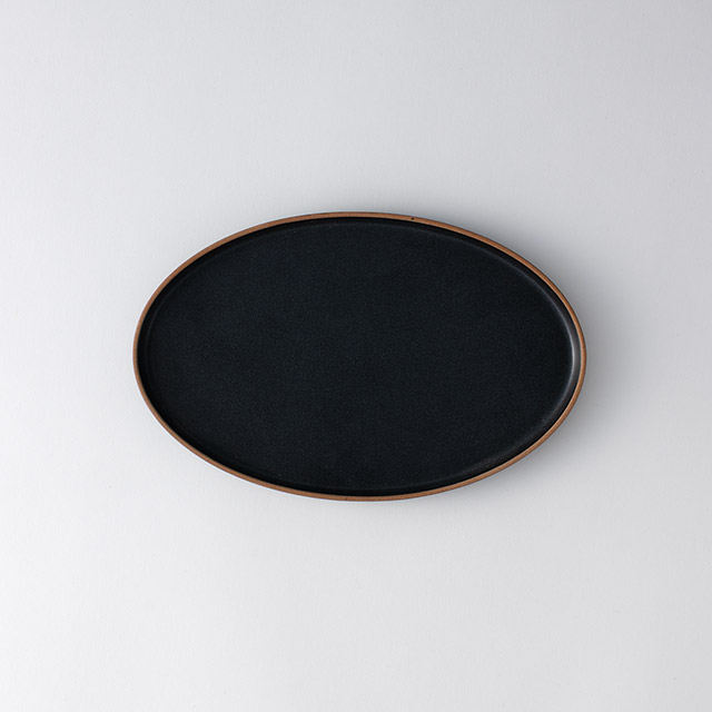 MP　オーバルプレート　黒／ふち茶