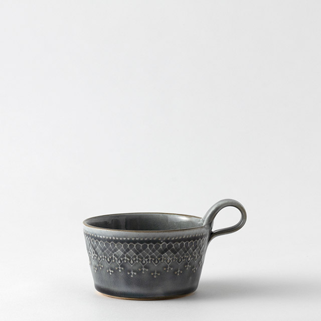 フレンチレース スープカップ 青緑