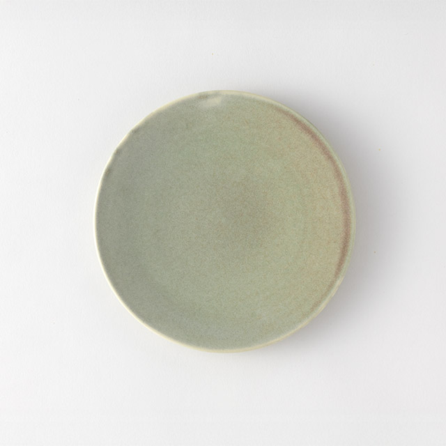 藤丸枝里子　小皿　ライトモスグリーン／紫