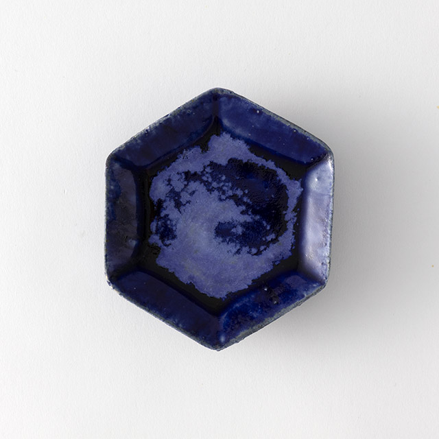 吉川仁 藍彩六角小皿