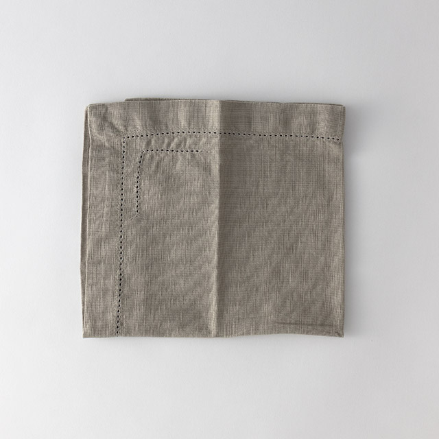 ZH　ヘムステッチ　コットン　ナプキン　グレー