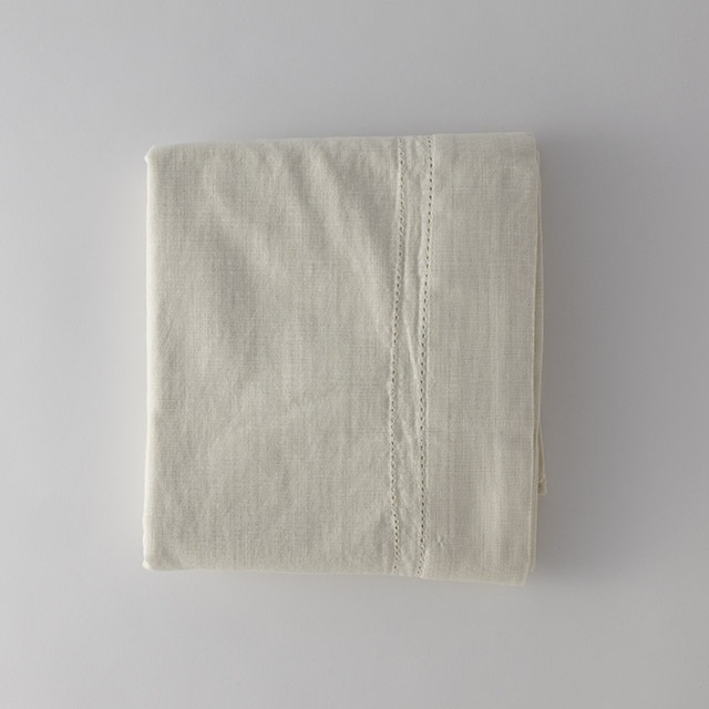 ZH　ヘムステッチ　コットン　テーブルクロス　ホワイト