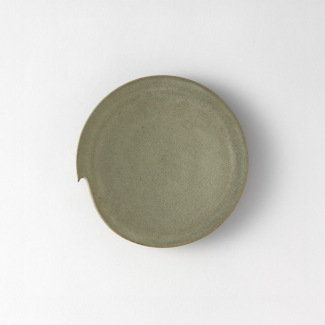 見野大介　勾玉皿　翠釉　4寸