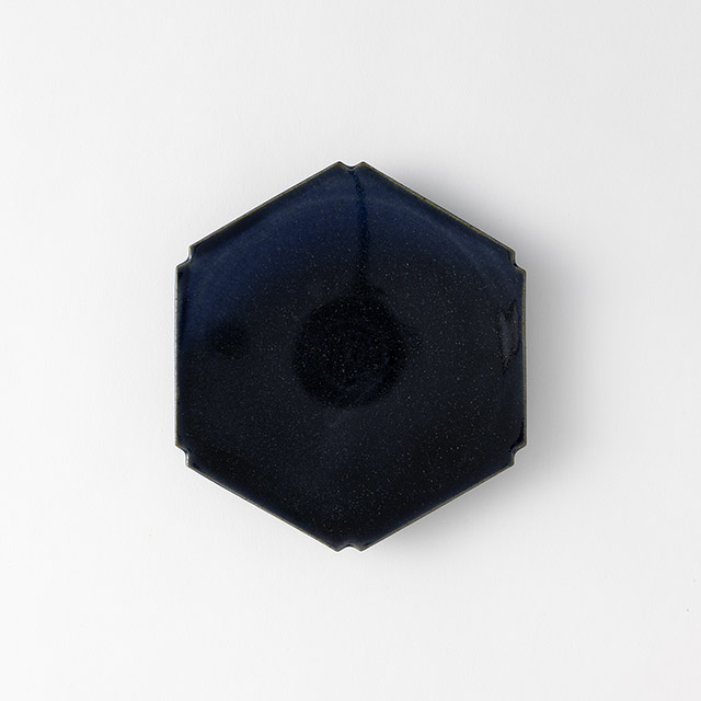 見野大介 六角皿 雨燕釉 5寸