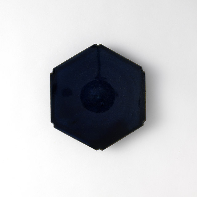 見野大介 六角皿 雨燕釉 6寸