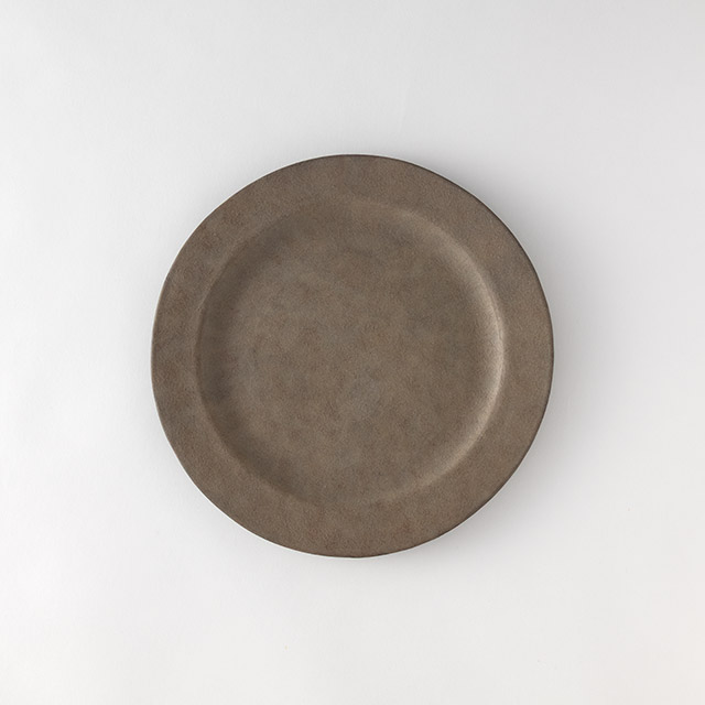 鈴木智子　リム皿25cm (錆色化粧）