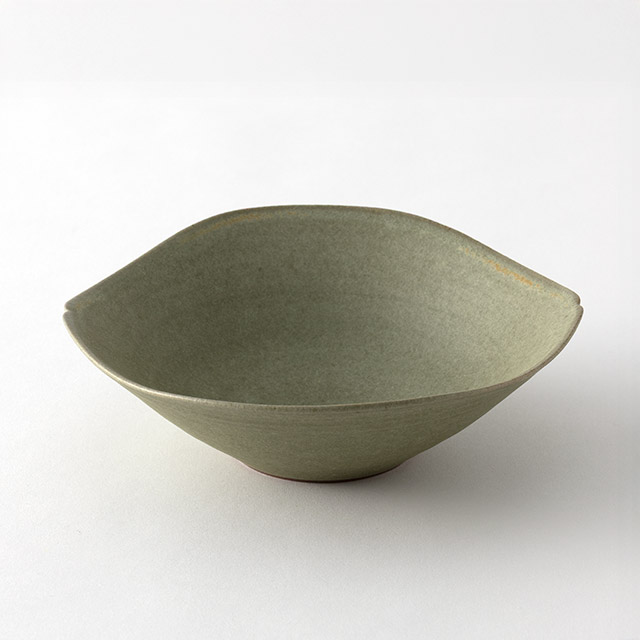 見野大介 花菱鉢 翠釉 6寸