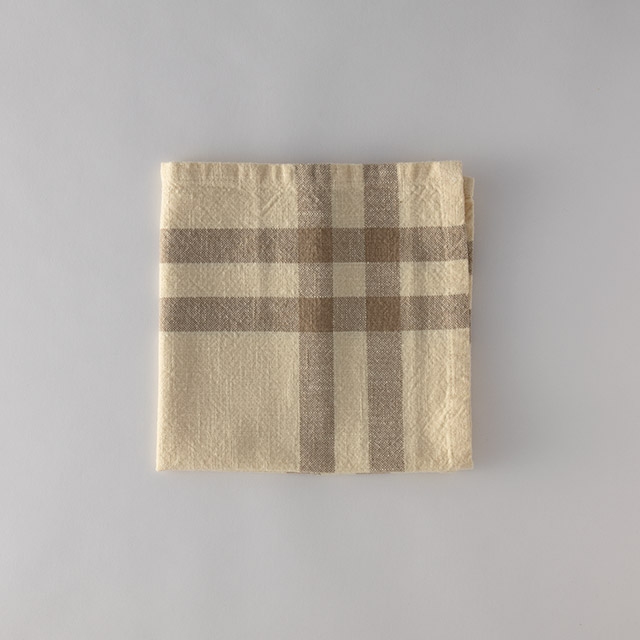 ZH　チェック柄コットン ナプキン　バター