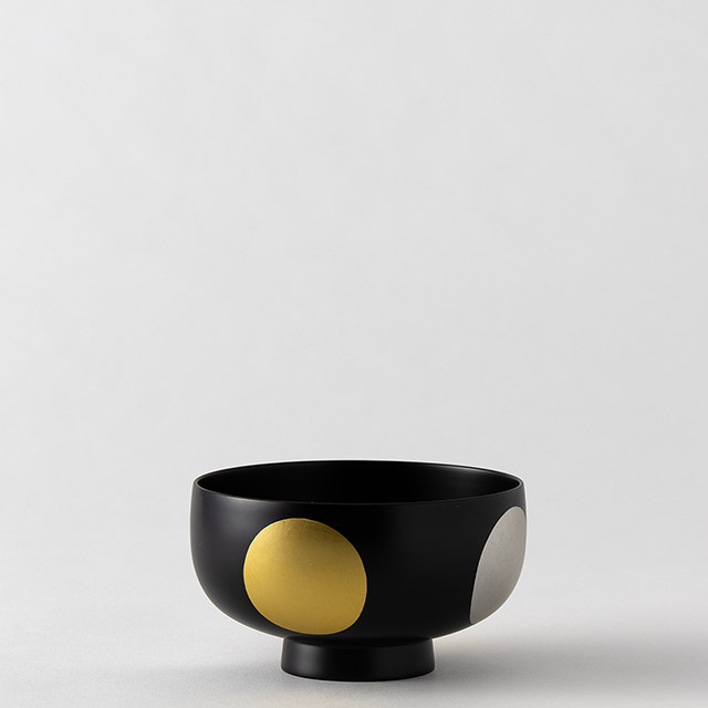 真塗 蒔絵 日月平椀 栃