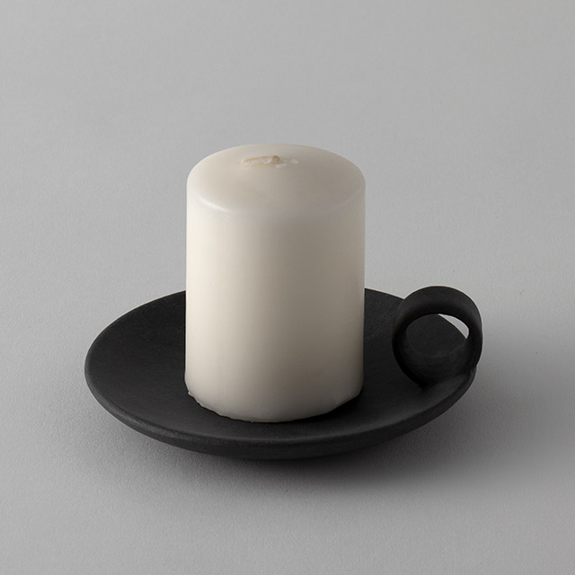 鈴木智子 墨黒化粧 キャンドル皿(キャンドル付き)