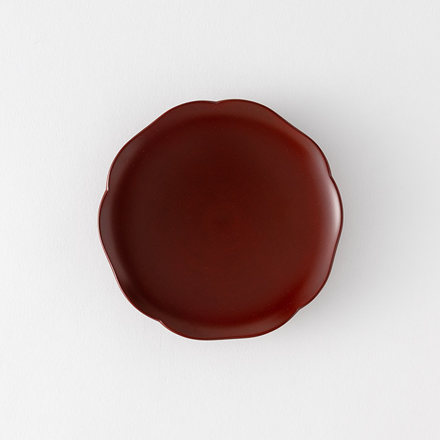 奥の麻衣子　花小皿　弁柄（漆器）