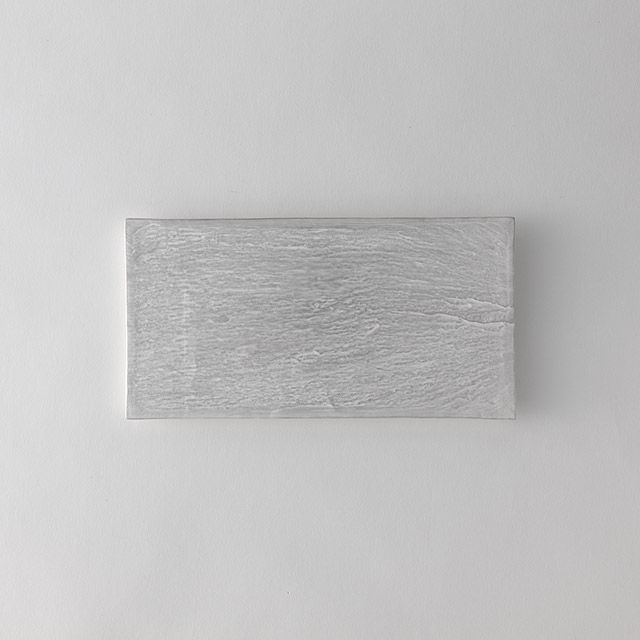 硯石長角プレート　シルバー　有田焼