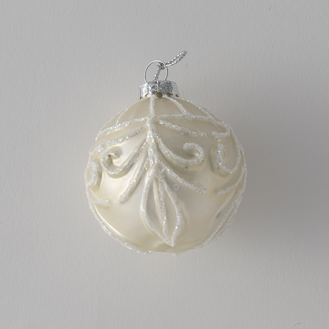 ガラスボール　銀／薄金シャンデリア柄6cm