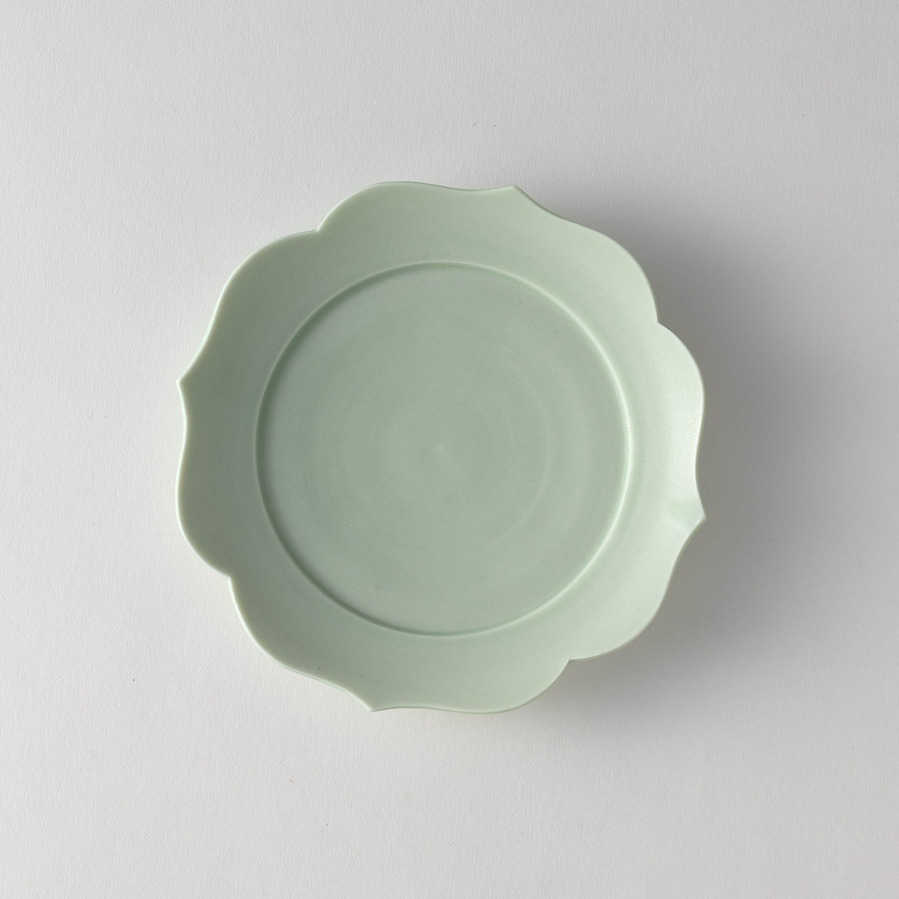丸谷牧子 蓮花リム皿 グリーン