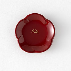 小梅 豆豆皿　合成漆器　茜朱