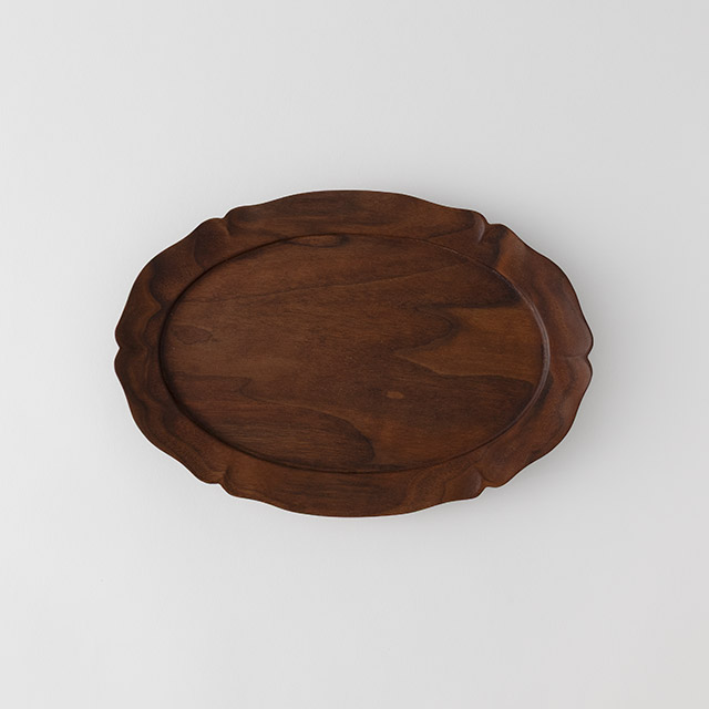 森田孝久 輪花オーバル皿 ウォールナット