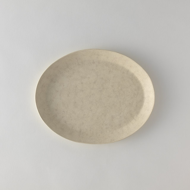 鈴木智子 オーバル皿26cm(白灰化粧)