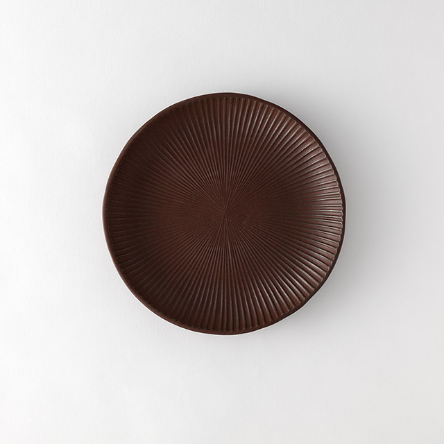 SEN 丸皿23cm 益子焼 レンガ色