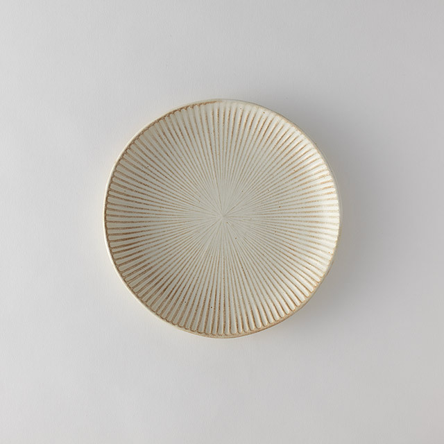 SEN　丸皿23cm　益子焼　生成り