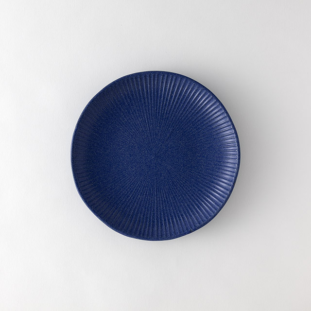 SEN 丸皿23cm 益子焼 ブルー