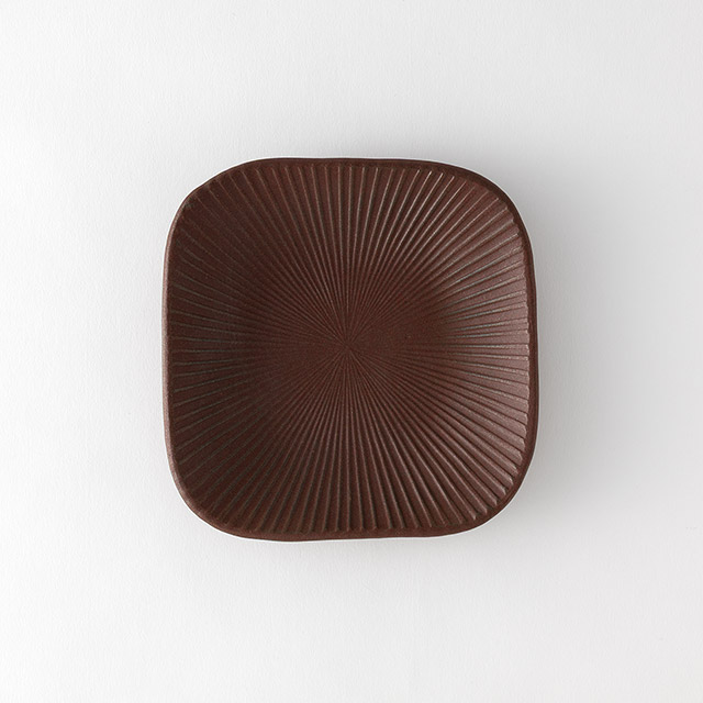 SEN 角皿17cm 益子焼 レンガ色