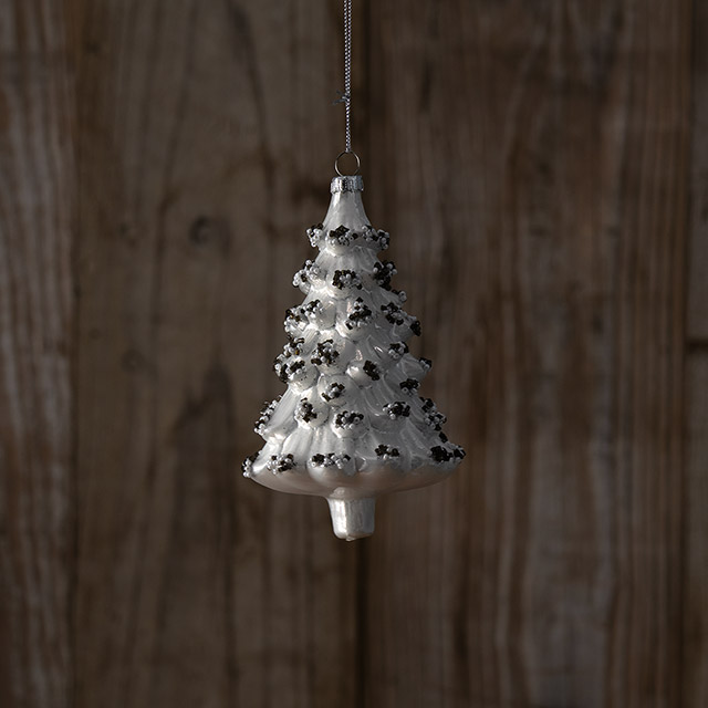 ガラスオーナメント Tree pearlホワイト13cm