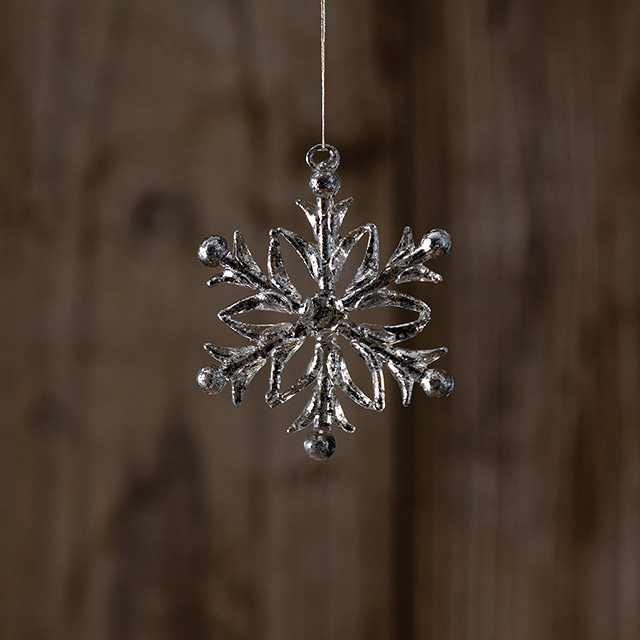 オーナメントスノーフレーク silver leaf6.5cm