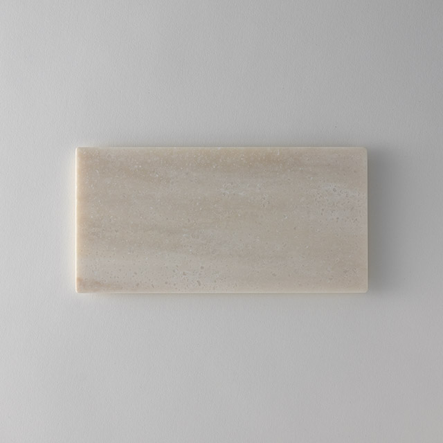人工大理石長方形皿 白&ベージュ 24cm