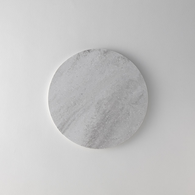 人工大理石ラウンド皿 白&グレー 24cm