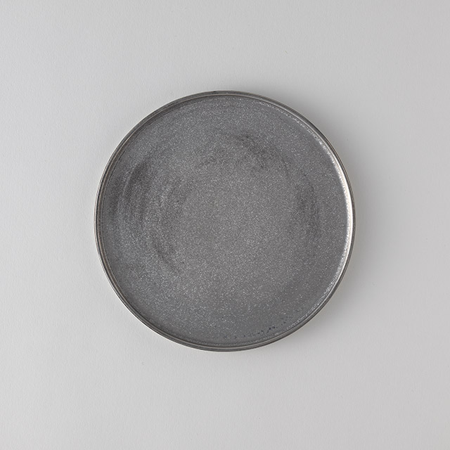 有田焼 晶銀塗り渕付き丸皿 18cm