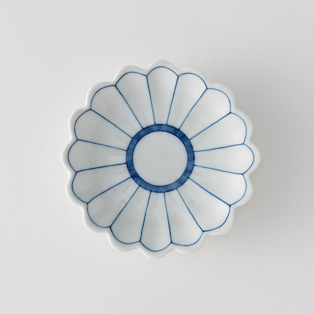 おてしょ皿 菊割 青