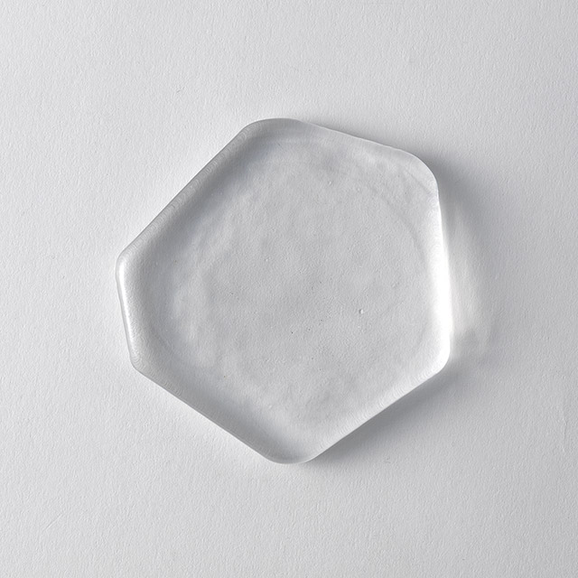 ガラス　変形多角プレート　11cm