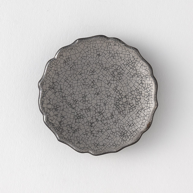凛花皿　9cm　萩焼　シルバー