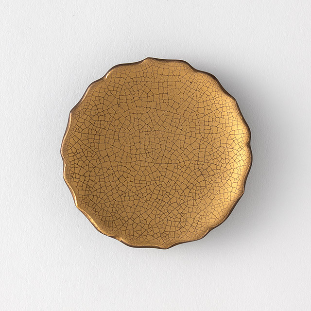 凛花皿 9cm 萩焼 ゴールド