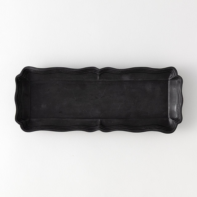 臼杵焼 稜花長方形皿 ブラック