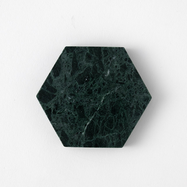 マーブルヘキサゴンコースター グリーンマーブル
