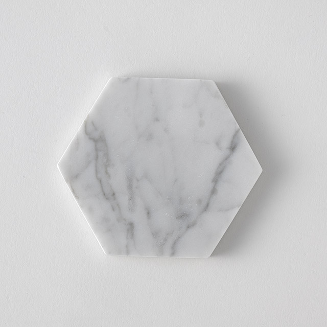 マーブルヘキサゴンコースター ビアンコカララ