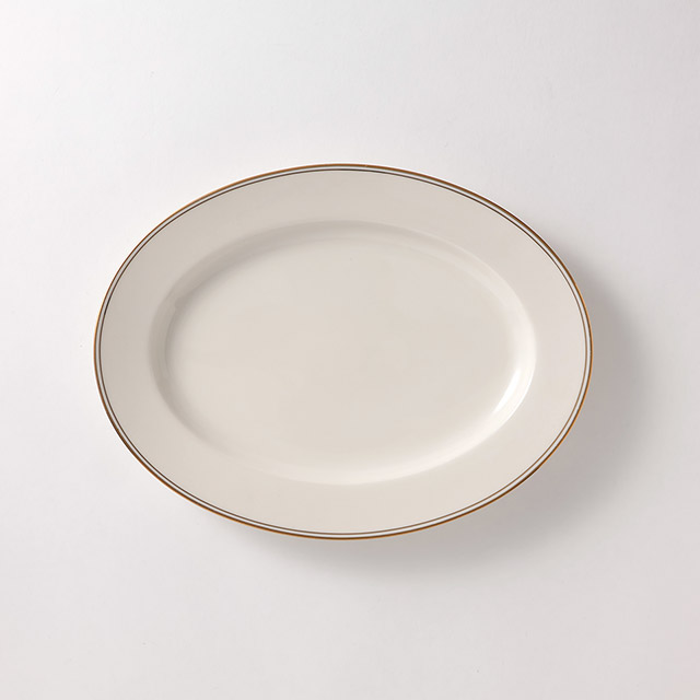 ノリタケ 白/Gライン 楕円皿