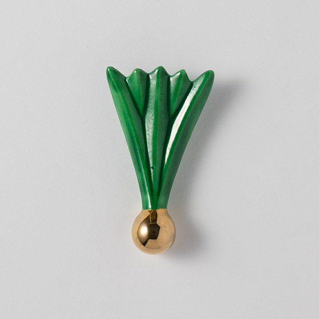 箸置　羽根（陶）緑