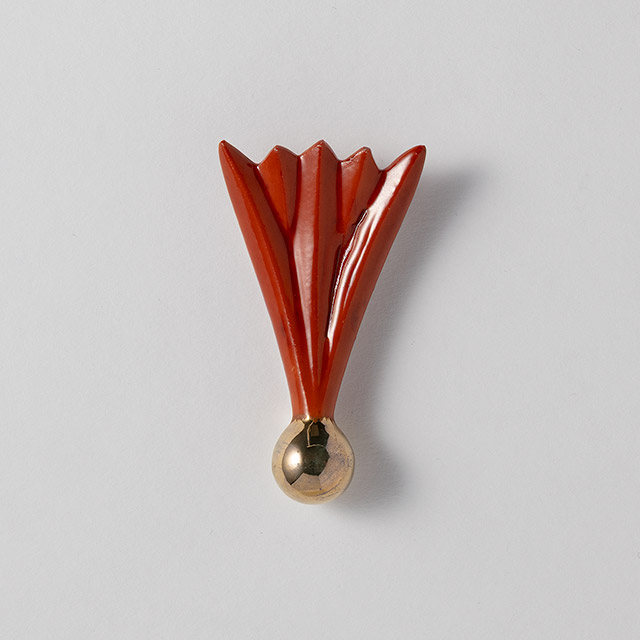 箸置　羽根（陶）赤