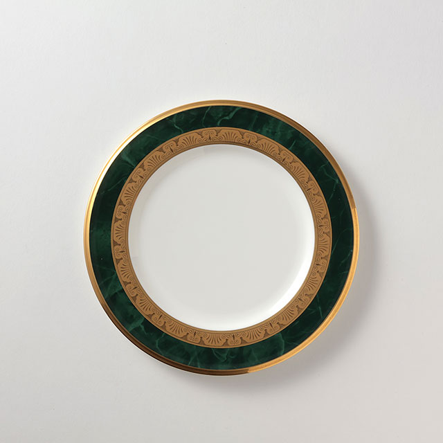 ノリタケ　パン皿　金／緑