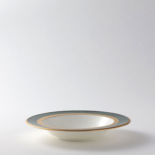 ノリタケ　 スープ皿　金／緑