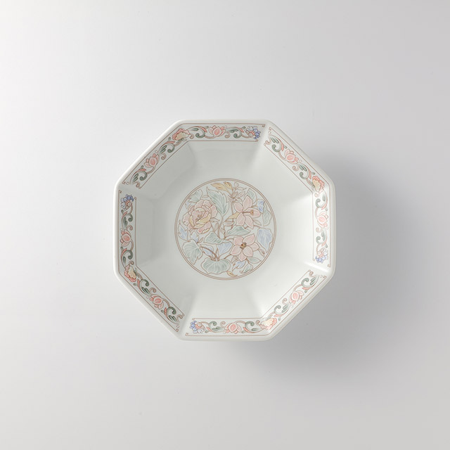 中華　富貴長春　八角皿